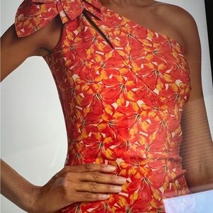 Chiara Boni La Petite Robe | Gosia Printed One Shoulder Gown in Ginger - US 10